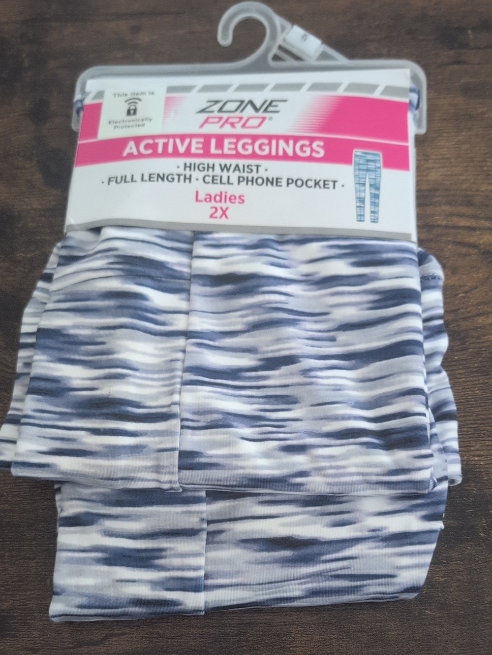 Zone Pro Womens Blue and White Patterned Active Leggings 2X